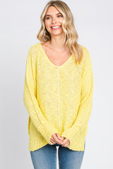 Yellow Chunky Knit Side Slit Sweater