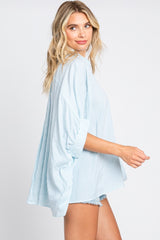 Light Blue Striped Dolman Button Down Top