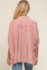 Red Striped Dolman Button Down Maternity Top