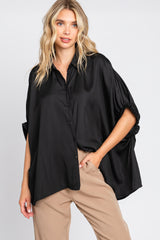 Black Oversized Button Down Maternity Blouse