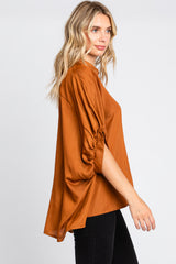 Camel Oversized Button Down Blouse