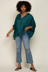 Green Oversized Button Down Blouse