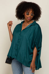 Green Oversized Button Down Blouse