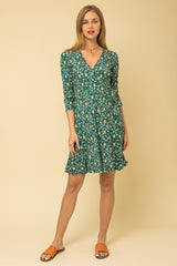 Green Floral Nursing Wrap Dress