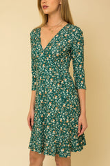 Green Floral Nursing Wrap Dress