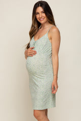 Mint Green V-Neck Front Tie Sleeveless Maternity Dress