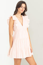 Pink Tiered Ruffle Mini Dress