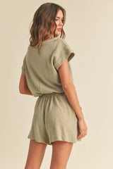 Sage Textured Knitted Romper