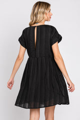 Black Striped Pocketed Maternity Dress