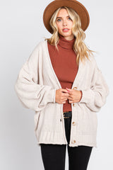 Cream Soft Chunky Chenille Button Front Maternity Cardigan