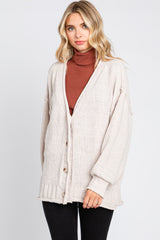 Cream Soft Chunky Chenille Button Front Cardigan