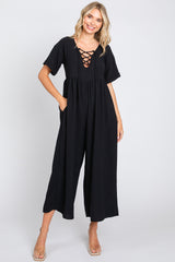 Black Crisscross Wide Leg Maternity Jumpsuit