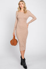 Mocha Ribbed Open Back Midi Dress