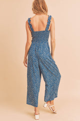 Blue Printed Jumpsuit