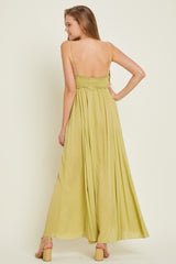 Lime Gauze Maxi Flare Dress