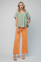 Sage Washed Cotton Gauze Top