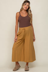 Dark Yellow Drawstring Wide Leg Maternity Pants