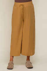 Dark Yellow Drawstring Wide Leg Maternity Pants