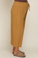 Dark Yellow Drawstring Wide Leg Maternity Pants