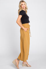 Dark Yellow Drawstring Wide Leg Pants