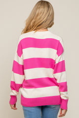 Fuchsia Striped Maternity Sweater