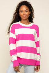 Fuchsia Striped Maternity Sweater