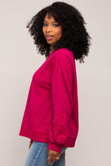 Magenta Embroidered Long Sleeve Top