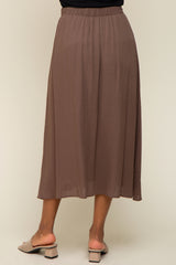 Brown Pleated Midi Skirt