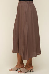 Brown Pleated Midi Skirt