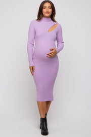 Lavender Cutout Fitted Maternity Knit Dress