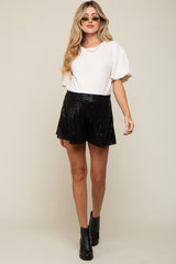 Black Sequin Maternity Shorts