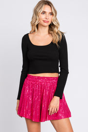 Fuchsia Sequin Shorts