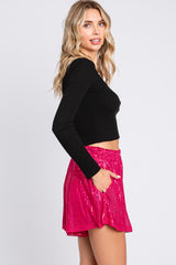 Fuchsia Sequin Shorts