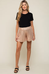 Beige Sequin Maternity Shorts