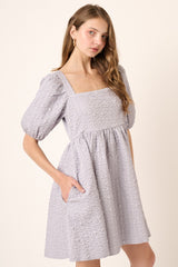 Periwinkle Textured Pleated Dress