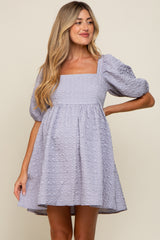 Periwinkle Textured Pleated Maternity Dress