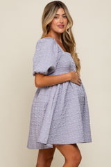 Periwinkle Textured Pleated Maternity Dress