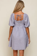 Periwinkle Textured Pleated Maternity Dress