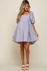 Periwinkle Textured Pleated Maternity Dress