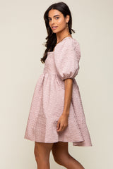 Light Pink Textured Pleated Dress