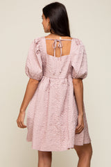 Light Pink Textured Pleated Dress