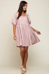 Light Pink Textured Pleated Dress