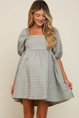 Sage Textured Pleated Maternity Dress