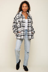 Ivory Plaid Shirt Jacket