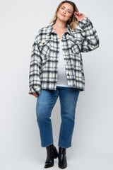 Ivory Plaid Maternity Plus Shirt Jacket