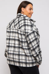 Ivory Plaid Plus Shirt Jacket