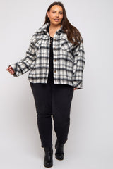 Ivory Plaid Plus Shirt Jacket