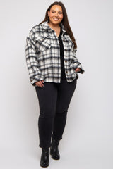 Ivory Plaid Plus Shirt Jacket