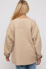 Taupe Colorblock Quilted Maternity Shirt Jacket