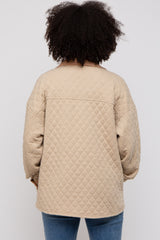 Taupe Colorblock Quilted Shirt Jacket